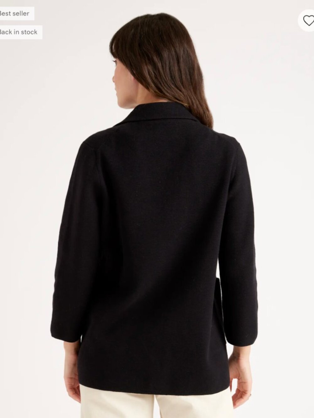 NWOT Quince Black 100% Organic Cotton Knit Blazer Size Small - Picture 4 of 10